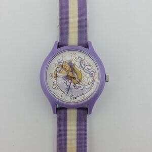 Picco Ms Piggy Watch Women Purple White Round Nylon Band Manual Wind Vintage